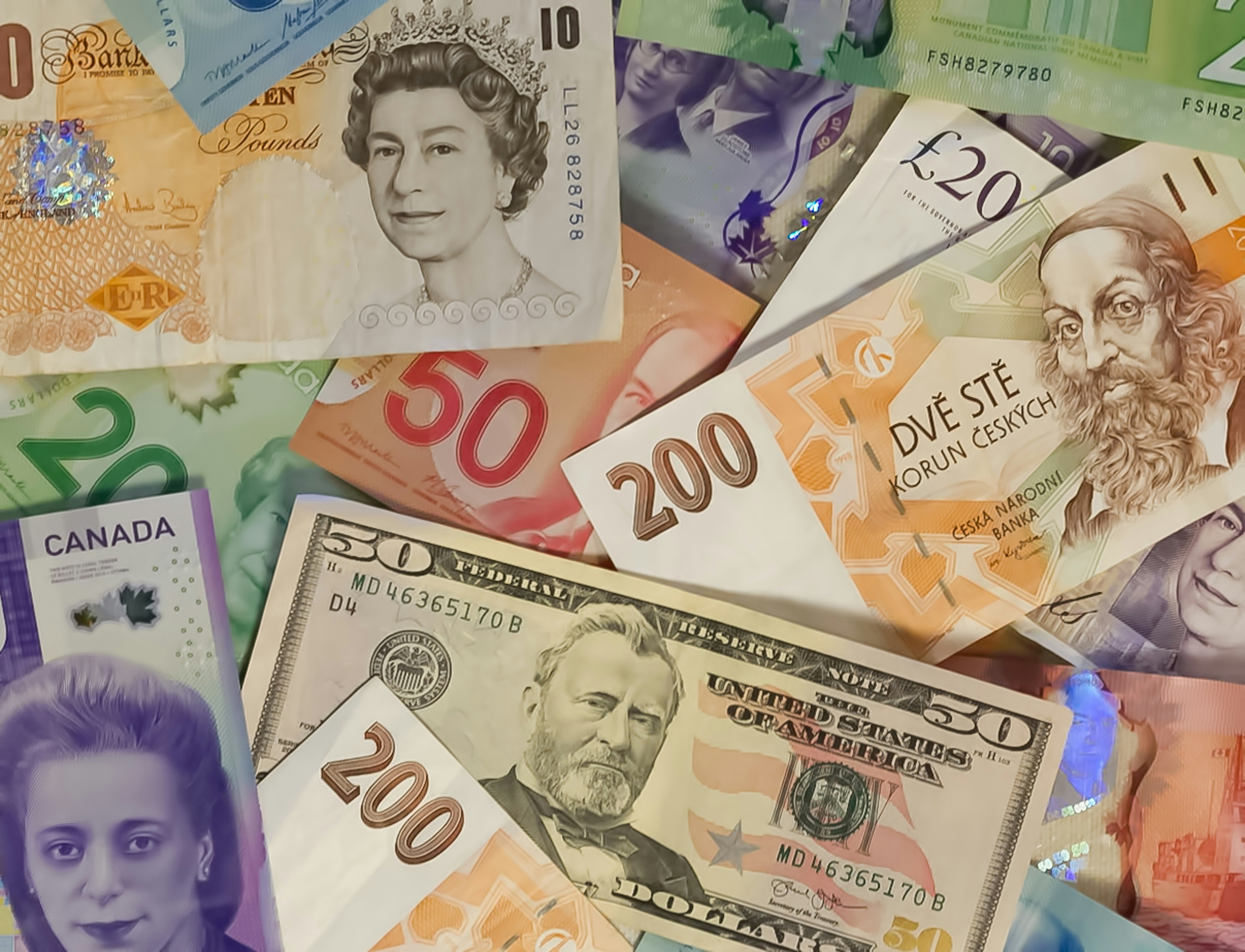 image of notes in different currencies