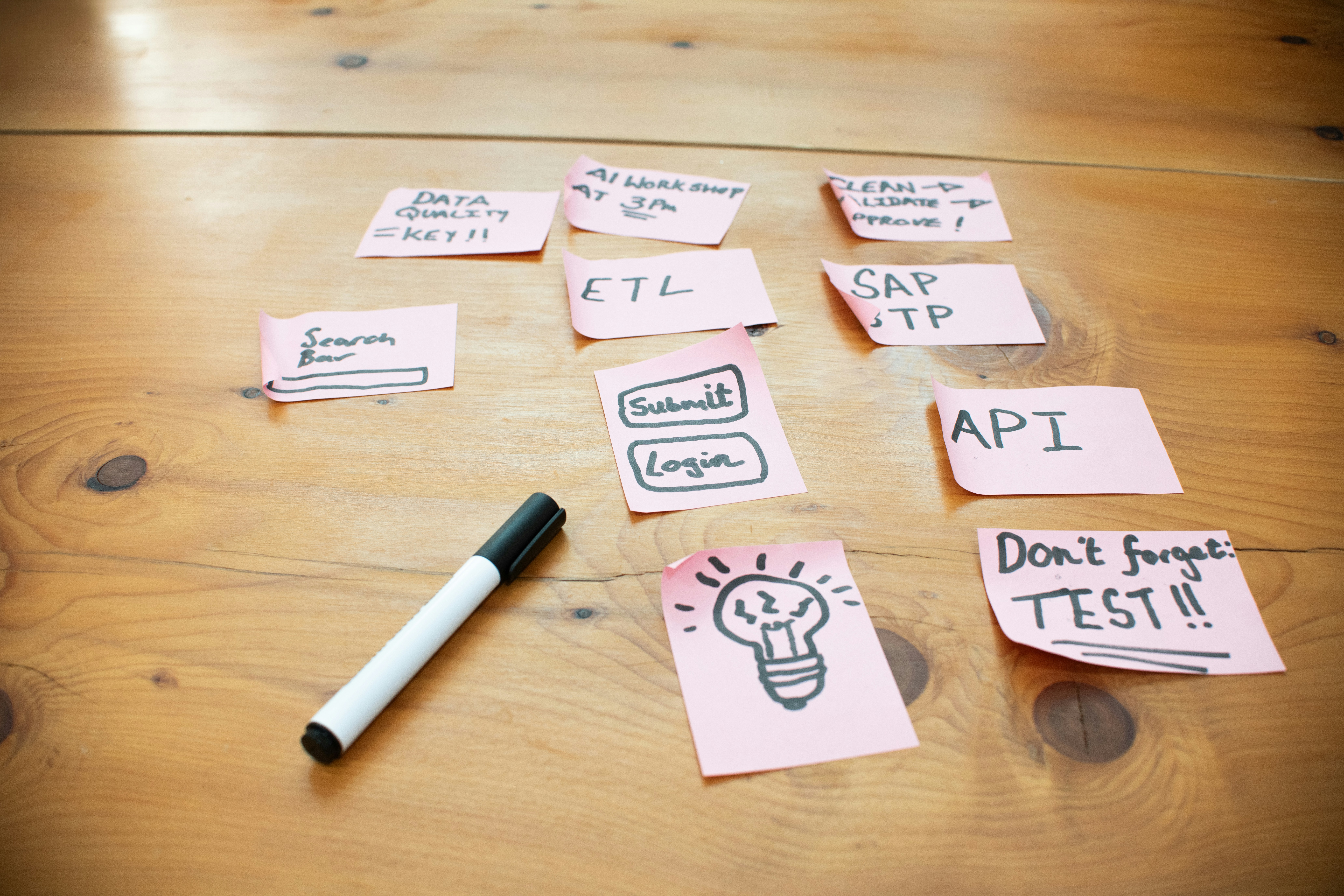post it notes with words on it for ideas